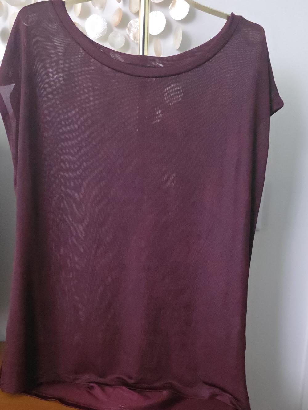 Women’s Short Sleeve Sheer Tee - Deep Plum